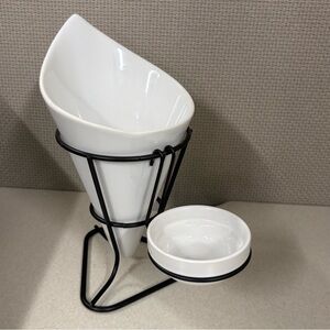Pier 1 Imports Ceramic French Fry Server Set With Condiment Cup